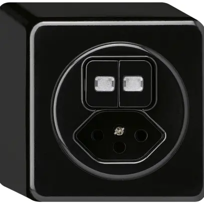 AP-Kombination beleuchtet basico 3+A-R/1L+Typ 13 schwarz 2 Linsen 