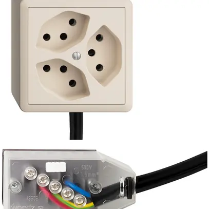 Presa AP EDIZIOdue 3×T13 L3 Snap crema, per cavo piatto Technofil 