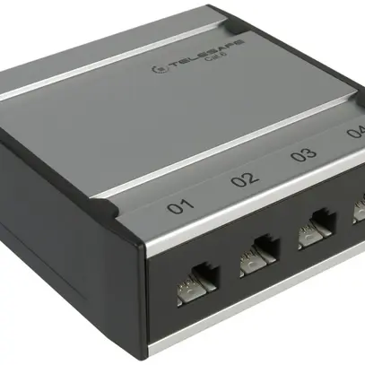 Patch box mini 4×RJ45u cat.6 UTP, grigio alluminio, non schermato 