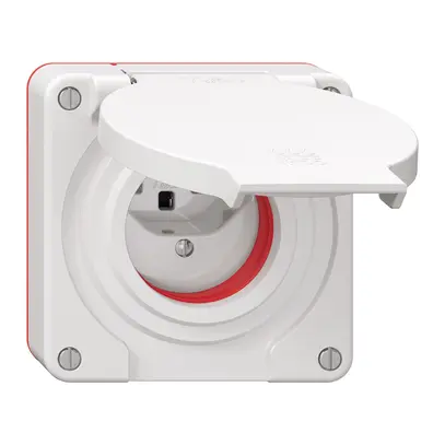 Presa NEVO N.CO 1×T23, IP55 secondo SN 441011, c.guarnizione rossa, bianco 
