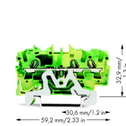 Durchgangsklemme WAGO TOPJOB S 2.5mm² 3L grün/gelb Serie 2002 