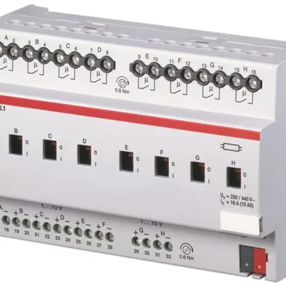 Actionneur-variateur KNX INC 8×, 16 A/230V, 0…10V,REG-K, 4UM 
