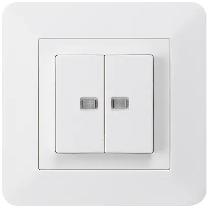 Interruttore pulsante luminoso INC kallysto.trend 1/3+3/1 con 2 lenti bianco 