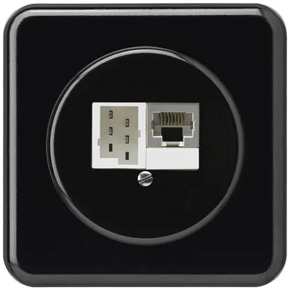 Scatola di raccordo INC basico 1×RJ45s+1×TT83 nero 