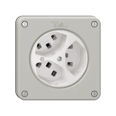Prise NEVO, 3×T23, a.LED, gris clair 
