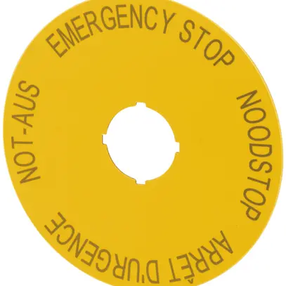 Bezeichnungsschild ETN RMQ NOT-AUS: D/E/H/F, gelb 