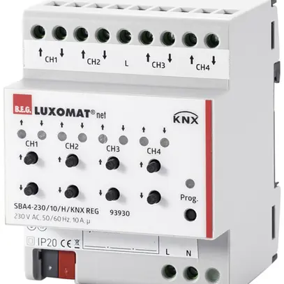 Attuatore di persiana AMD KNX Luxomat SBA4-230/10/H/KNX, 4-volte, 10A/230VAC 