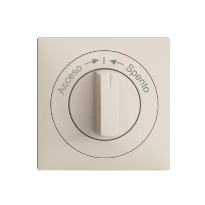 Kit frontale EDIZIOdue Acceso->I<-Spento crema 60×60mm per pulsante girevole 