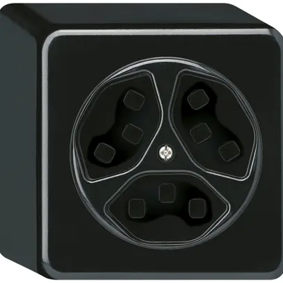 Prise AP Hager basico 3×type 23 Q noir 