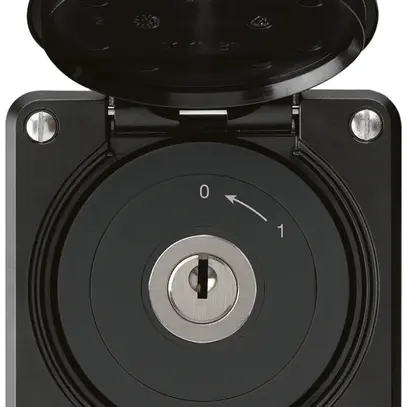 Contatto rotativo a chiave INC robusto IP55 nero con coperchio senza cilindro 1P 