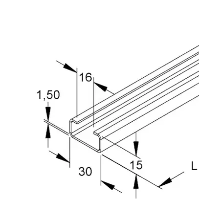 Barre profilée C 30×15mm L=2m zing.send. 