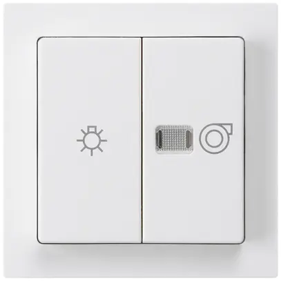 Interruttore luminoso kallysto 1/1L bianco simbolo illuminazione+ventilazione 