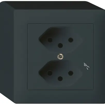 Prise AP kallysto 2×T13/1 noir avec sécurité enfants 
