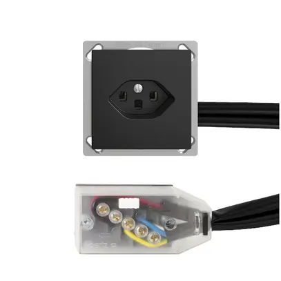 Presa INS EDIZIOdue T23 L1 nero per cavo piatto Technofil 