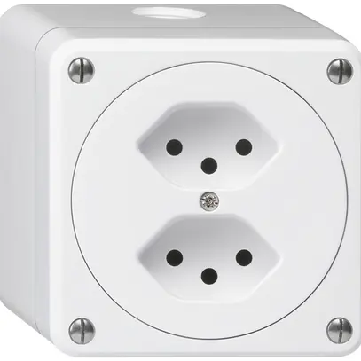 Presa AP robusto 2×tipo 13 bianco senza copercchio 