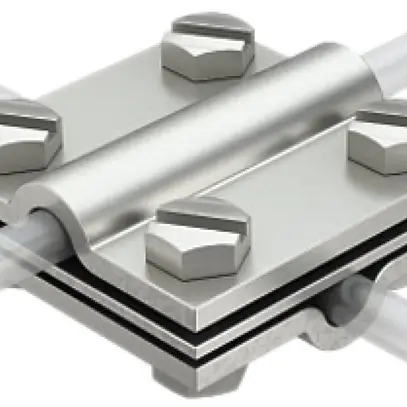 Kreuzverbinder Bettermann Ø 8…10mm V4A mit Zwischenplatte 60×60mm 