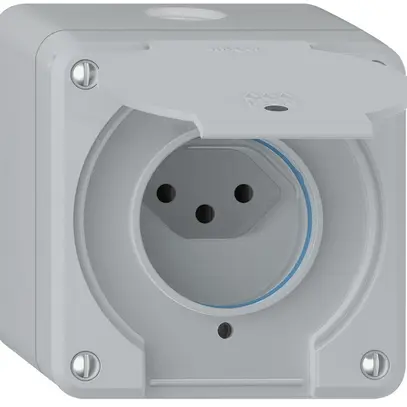 Presa AP robusto 1×tipo 13 luminoso IP55 grigio chiaro 