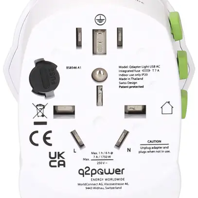 Spina d'adattazione MH q2power QDAPTER LIGHT USB AC WORLD 