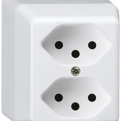 Prise AP basico 2×type 13 blanc 