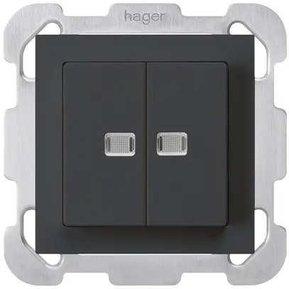 UP-Leuchtdruckschalter kallysto 1/3+3/1 mit 2 Linsen schwarz Befestigungsplatte 