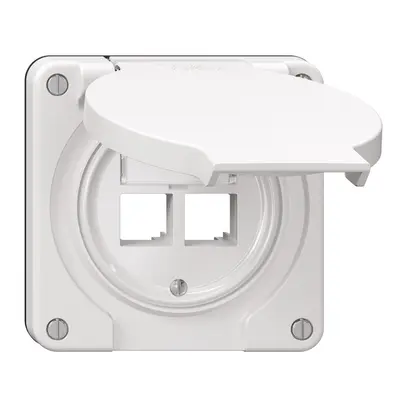 Kit de montage Feller S-One EASYNET N.CO, pour 2×RJ45, profondeur 28 mm, blanc 