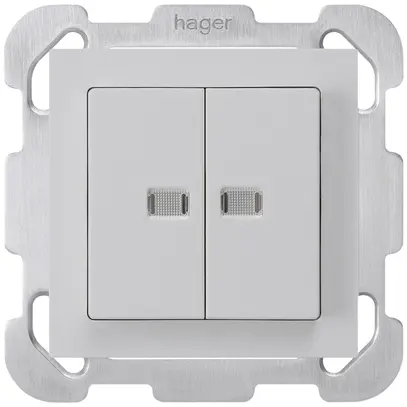 UP-Leuchttaster kallysto 2×A-R/1P mit 2 Linsen hellgrau mit Befestigungsplatte 