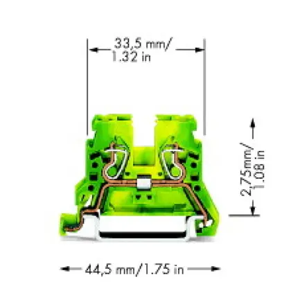 Morsetto di passaggio WAGO 2L 4mm² verde/giallo 