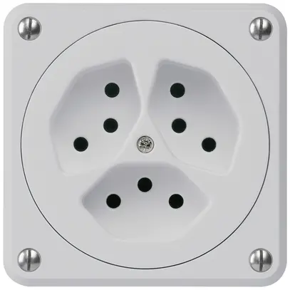UP-Steckdose robusto 3×Typ 13 grau ohne Klappdeckel 