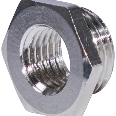 Réduction 6 pans M20×1.5 extérieur/M12×1.5 intérieur laiton nickelé 