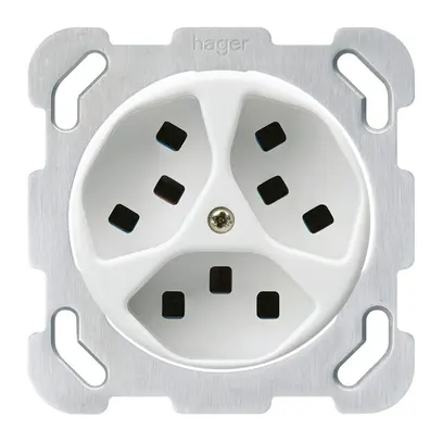 Prise ENC Hager basico 3×type 23 B blanc 