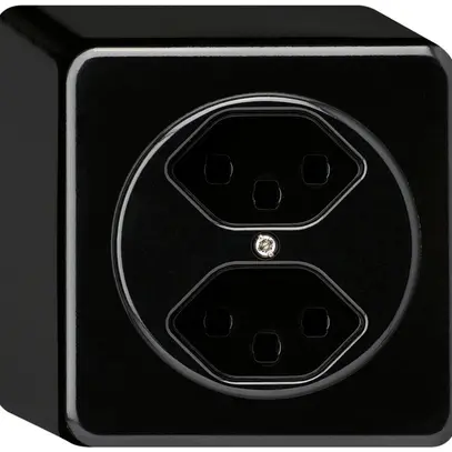 Presa AP basico 2×tipo 23 nero con morsetti innest. 