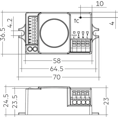 Détecteur de mouvement INC Tridonic smartSWITCH 36.5×23×58mm 