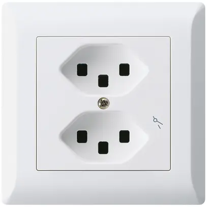 Prise ENC Hager kallysto.line 2×T23 1×S C blanc ultra 