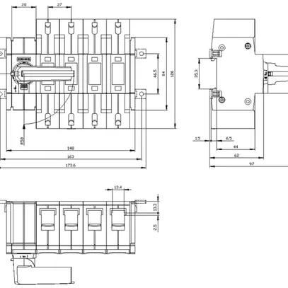 Sezionatore di carico AMD Siemens SENTRON 3KD3 4P 125A 1000V 4CO IP20 grigio 