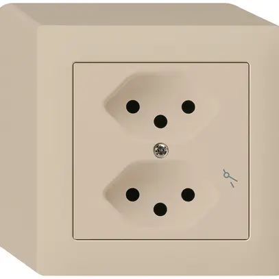 Prise AP kallysto 2×T13/1 beige avec sécurité enfants 