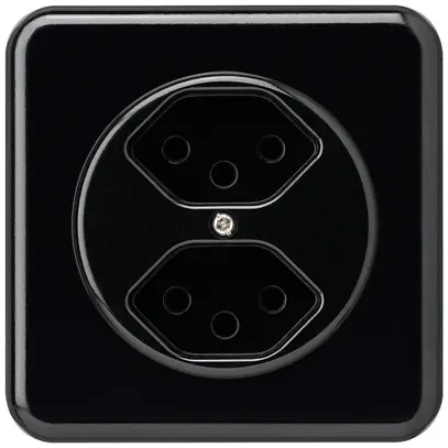 Prise ENC basico 2×type 13 noir avec sécurité enfants 