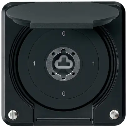 Interruttore a chiave INC robusto IP55 con copertura senza cilindro S0/3P nero 