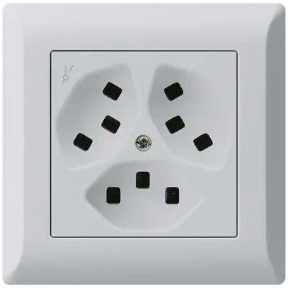 Prise ENC Hager kallysto.line 3×T23 1×S C gris clair 