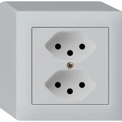 Prise AP kallysto 2×T13 gris clair avec sécurité enfants 