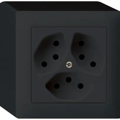 Presa AP kallysto 3×T13 nero con protezione bambini 