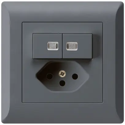 Combinazione luminosa INC 2×A-R/1P+T13 antracite kallysto.line 2 lenti 