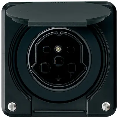 Presa INC HA robusto tipo 25 con morsetti a innesto con coperchio nero 