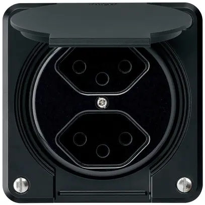 Prise ENC robusto 2×type 13 noir 