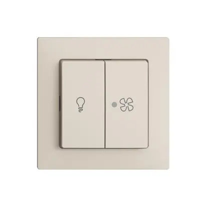 Interrupteur pour lumière+ventilation EDIZIOdue crema, contrôle, LED jaune 