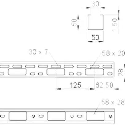 Petit canal Bettermann AZK 50×50×3000mm zingué à chaud par immersion 