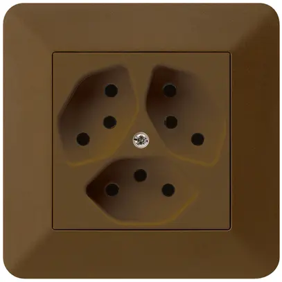 Prise ENC kallysto.trend 3×T13 brun avec sécurité enfants 