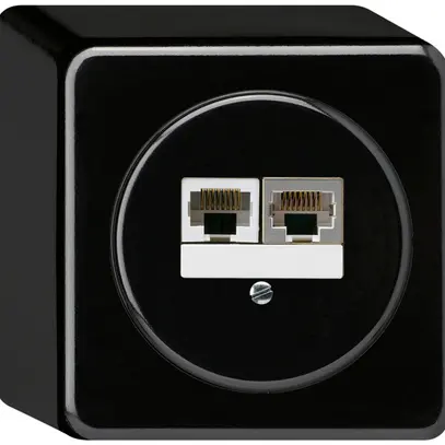 Scatola di raccordo AP basico 2×RJ45s+u separato nero 