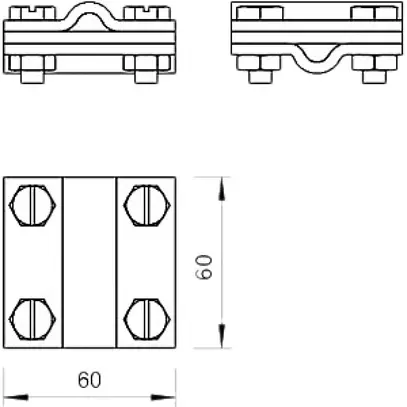 Kreuzverbinder Bettermann Ø 8…10mm V4A mit Zwischenplatte 60×60mm 