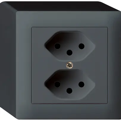 Prise AP kallysto 2×T13 anthracite avec sécurité enfants 