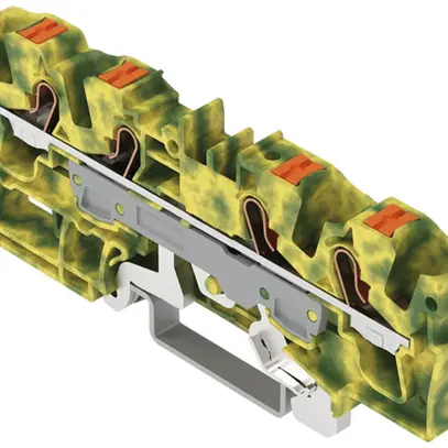Morsetto di terra componibile WAGO TOPJOB S 6mm² Push-in 4×1 DIN35 ve/gi 